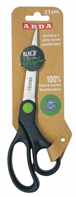 Foarfeca Black is the New Green, plastic reciclat 21 cm, blister, Arda
