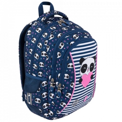 Ghiozdan prescolari, 3 compartimente, ergonomic, impermeabil, elemente reflectorizante, colectia St.Right, Love Panda