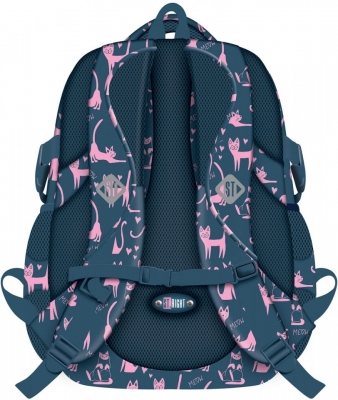 Ghiozdan scolar 4 compartimente, ergonomic, impermeabil, colectia St.Right Lazy Cats