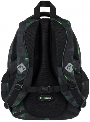 Ghiozdan St.Right, 4 compartimente, ergonomic, impermeabil, Green Game 