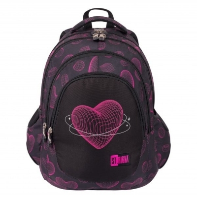 Ghiozdan St.Right, ergonomic, impermeabil, colectia Virtual Heart + cadou set agenda cu pix, St.Majewski, Wednesday mov