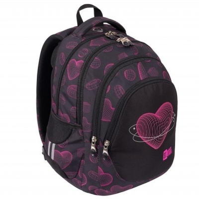 Ghiozdan St.Right, ergonomic, impermeabil, colectia Virtual Heart + cadou set agenda cu pix, St.Majewski, Wednesday mov