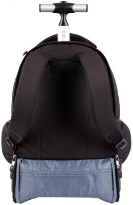 Ghiozdan troler, St.Right, roti silicon, impermeabil, colectia Black Cats + cadou set agenda cu pix, St.Majewski, Wednesday mov