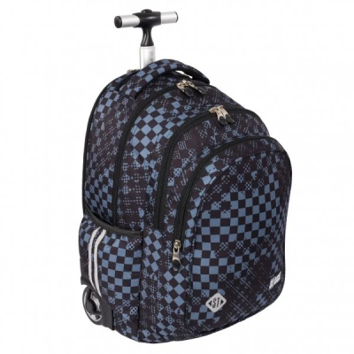 Ghiozdan troler, St.Right, roti silicon, impermeabil, colectia ChessBoard Crush