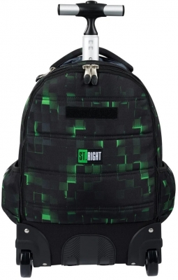 Ghiozdan troler, St.Right, roti silicon, impermeabil, Green Game 