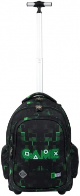 Ghiozdan troler, St.Right, roti silicon, impermeabil, Green Game 