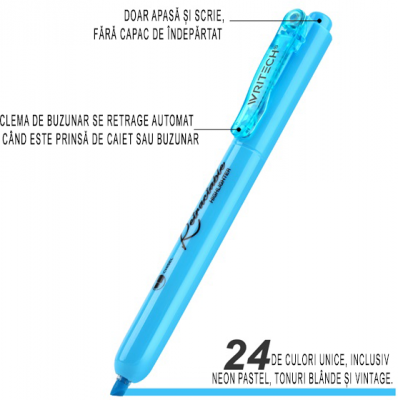 Textmarker retractabil Writech Pastel 