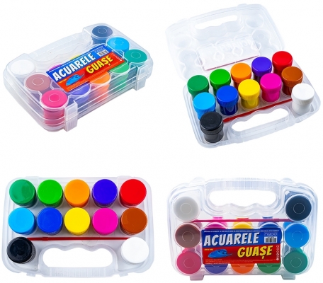 Guase 12 culori Nebo, 20 ml, in cutie de plastic