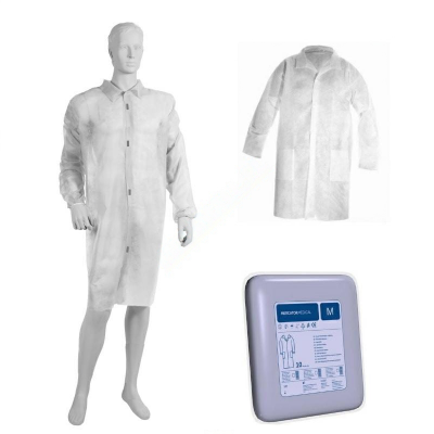 Halat laborator Mercator Medical cu scai, alb, PPE 23 g/m2, 10 buc/set