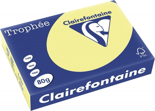 Hartie copiator A4, 80 g/mp, Clairefontaine Trophee Pastel, Daffodil, 500 coli/top
