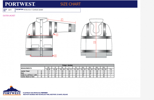 Jacheta de lucru Hi-Vis, galben/negru, regular, PW3, Portwest