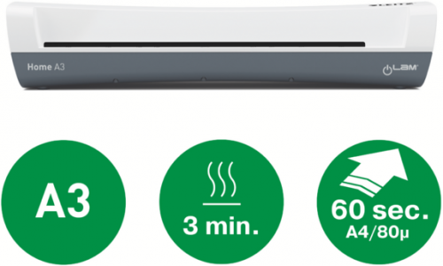 Laminator Leitz iLAM Home, A3, kit folii laminare inclus, alb-gri