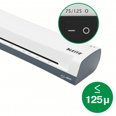 Laminator Leitz iLAM Home, A4, kit folii laminare inclus, alb-gri