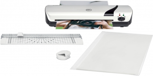 Set Craft GBC, 4 in 1, include laminator Insipre+ A4, trimmer, rotunjitor, 5 folii laminare A4, alb