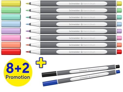 Set marker Schneider cu varf pensula, Paint-It 070, 10 buc/set
