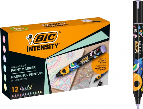 Markere cu vopsea BIC Intensity asortate pastel 12 buc, 6 culori