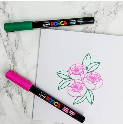 Marker cu vopsea Posca PC-1MR, varf 0.7 mm, 8 culori/set