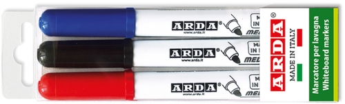 Set 3 markere lavabile, whiteboard, rosu, albastru, negru, Arda