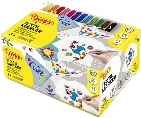 Markere textile JoviDecor, pachet economic, 48 buc, culori asortate