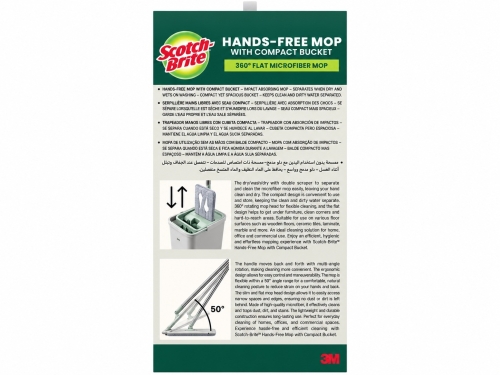 Mop Hands-Free Scotch-Brite 3M cu galeata compacta, 1 mop + 1 galeata