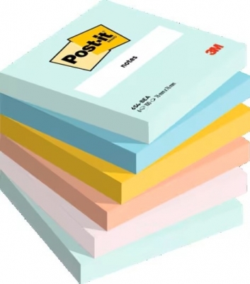 Notite adezive Post-it, Beachside Colour, 76 x 76 mm, 100 file/buc, 6 buc/set, 3M