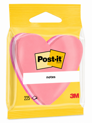 Notite adezive inima cub Post-It Fun Notes  70 mm x 70 mm 225 file/bloc 3M
