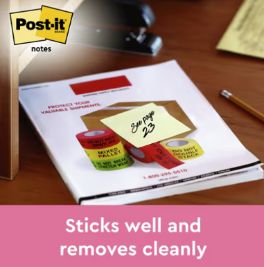 Notite adezive Post-it, galben, 38 x 51 mm, 100 file/carnet, 3 carnete/pachet