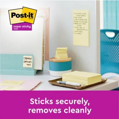 Notite adezive Post-It Super Sticky, galben Canary, 127 x 76 mm, 90 file/buc, 12 buc/set, 3M