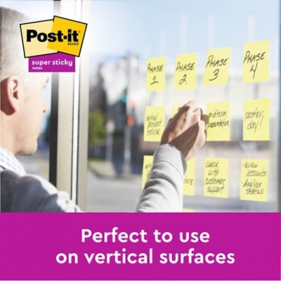 Notite adezive Post-It Super Sticky, galben Canary, 127 x 76 mm, 90 file/buc, 12 buc/set, 3M