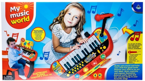 Orga cu baterii, microfon si scaunel