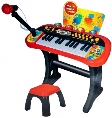 Orga cu baterii, microfon si scaunel