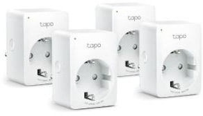 TP-Link MINI SMART WI-FI SOCKET TAPO P100 (4-PACK), Protocol: IEEE 802.11b/g/n, Bluetooth 4.2 (for onboarding only), 2.4 GHz, Android 4.4 or higher, iOS 9.0 or higher, AC 220-240 V~50/60 Hz 10 A, Maximum Load, 2300 W, 10 A.