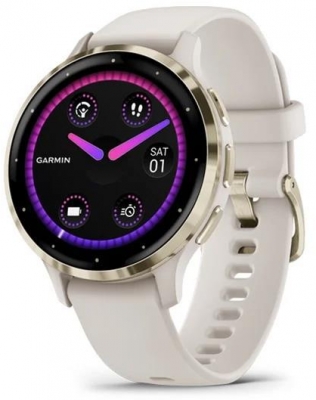 Ceas Garmin Venu 3S, Ivory/ Soft Gold
