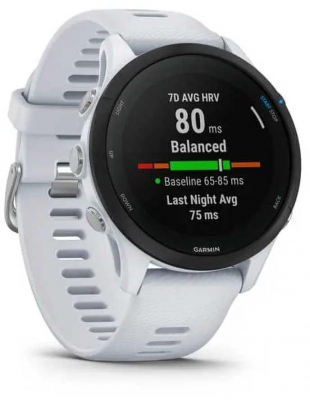 Ceas Garmin Forerunner 255, display 33mm, rezolutie displat 260x260 conectivitate Bluetooth™, ANT+, NFC, USB, functii accelerometru, giroscop, barometru, busola, termometru pentru temperatura exterioară, durata de viata baterie mod ceas inteligent: până la 14 zile, modul GNSS numai cu GPS: până la