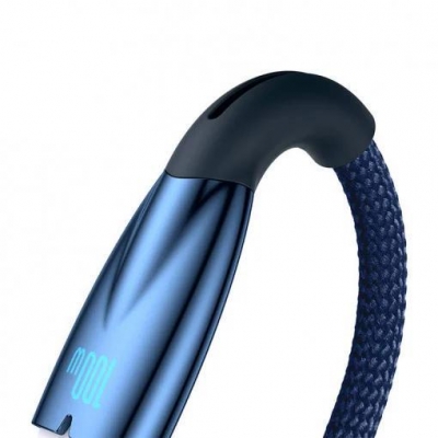 Cablu alimentare si date Baseus Glimmer, Fast Charging Data Cable pt.smartphone, USB la USB Type-C 100W, 1m, albastru