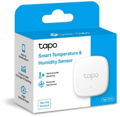 TP-LINK TAPO T310, Senzor smart de temperature si umiditate (necesită Hub Tapo), Wireless: 868 / 922 MHz, Acuratete temperature: ±0.3°C, Acuratete umiditate: ±3%RH, Dimensiuni: 46*46*12.3 mm, Alimentare: Baterie CR2450.