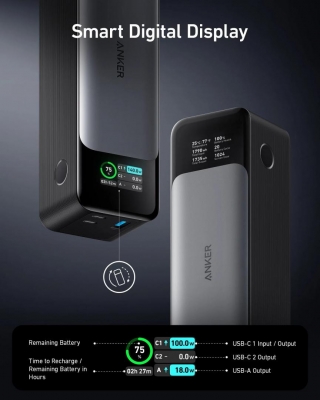 Baterie externa Anker 24000mAh, 140W , 1 x USB, 2 x USB Type-C, LED pt. status baterie, 5V/3A, negru