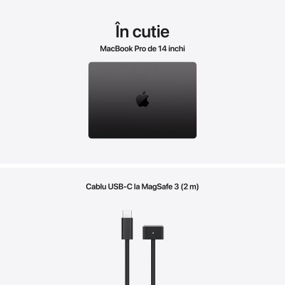 Laptop MacBook Pro 14″ cu procesor Apple M5 cu 10 nuclee CPU si 10 nuclee GPU, 32GB RAM , 512GB SSD, Space Black, Tastatura Internationala