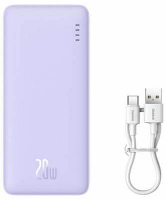 Baterie externa Baseus Airpow, 10000mAh, 20W, 1 x USB; 1 x USB Type-C ,total 3A, violet