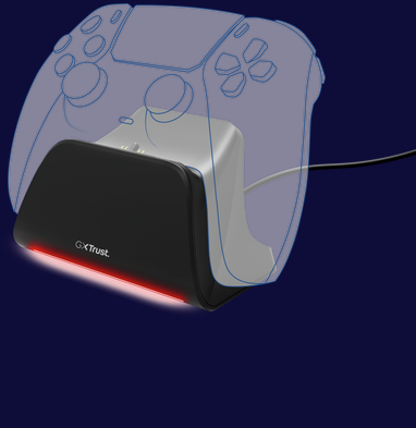 Incarcator pentru controller PS5 Trust GXT 255, material ABS, negru