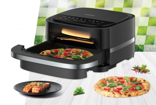 FRITEUZĂ CU AER CALD ȘI CUPTOR PIZZA 2 ÎN 1 HEINNER Pizza EasyFry HPAF-B4DC22BK