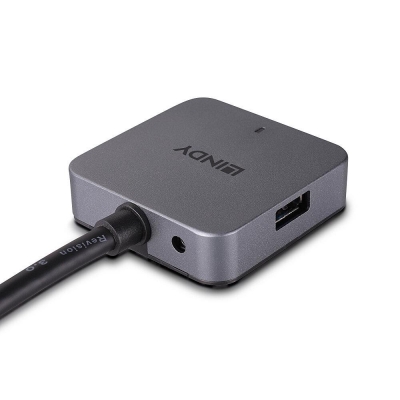Hub Lindy 4 Porturi, interfata USB 3.2 / 3.1 Gen 1 / USB 3.0, lungime 5m, latime de banda suportata 5Gbs, chipset: VL817-Q7, gri
