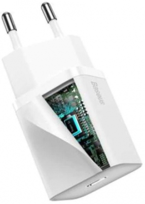 INCARCATOR retea Baseus Super Si, Quick Charge 20W, 1 x USB Type-C 5V/3A, alb