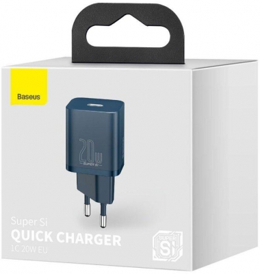 Incarcator retea Baseus Super Si, Quick Charge 20W, 1 x USB Type-C 5V/3A, albastru