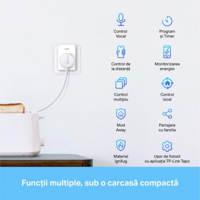 TP-Link MINI SMART WI-FI SOCKET TAPO P110(4-PACK), Protocol: IEEE 802.11b/g/n, Bluetooth 4.2 (doar pentru onboarding), 2.4 GHz, Cerințe de sistem: Android 4.4 sau o versiune mai recentă, iOS 9.0 sau o versiune mai recentă, Cerinte de alimentare: AC 220-240 V~50/60 Hz 10 A.