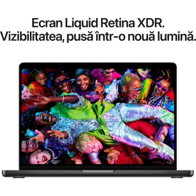 Laptop MacBook Pro 14″ cu procesor Apple M5 cu 10 nuclee CPU si 10 nuclee GPU, 32GB RAM , 512GB SSD, Space Black, Tastatura Internationala