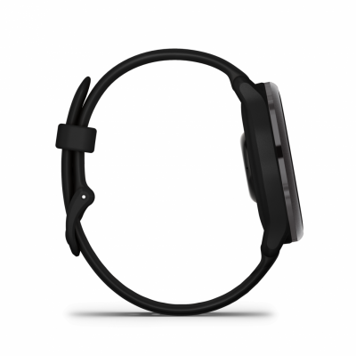 Ceas Garmin vívoactive 6 display AMOLED, dimensiune afisaj 30.4 mm, rezolutie afisaj  390 x 390 pixeli, memorie 8GB, autonomie până la 11 zile (5 zile cu afişajul permanent pornit) rezistanta la apa pana la 5 ATM, greutate: 23g, ramă Black cu curea Bone, carcasă Slate şi curea din silicon