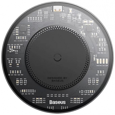 Incarcator wireless Baseus Simple Qi 15W, compatibilitate smartphones, cablu Type-C la Type-C 1m inclus, negru