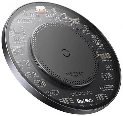Incarcator wireless Baseus Simple Qi 15W, compatibilitate smartphones, cablu Type-C la Type-C 1m inclus, negru