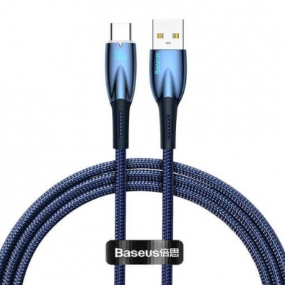 Cablu alimentare si date Baseus Glimmer, Fast Charging Data Cable pt.smartphone, USB la USB Type-C 100W, 1m, albastru